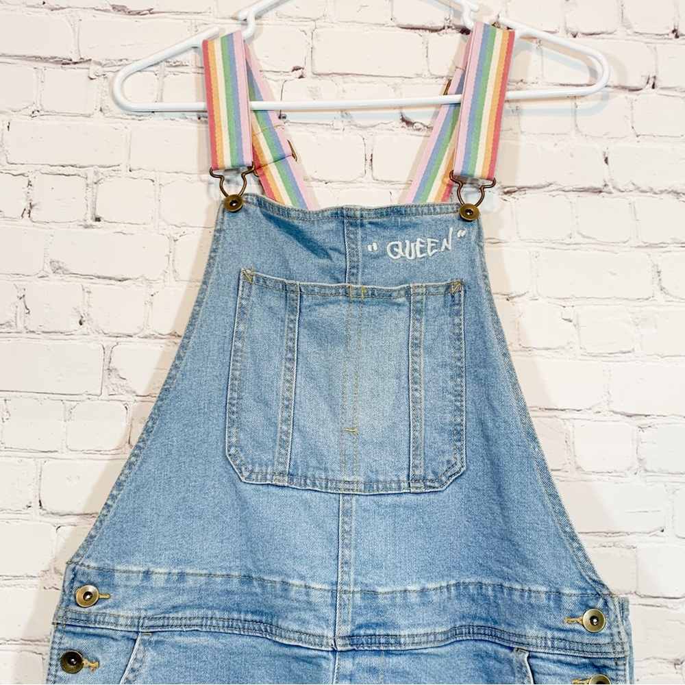 Adult Jean Pride Overalls Rainbow Queen LGBTQ - Picture 3 of 6